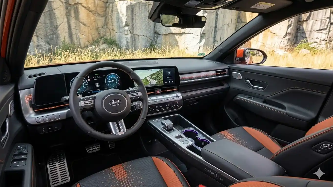 Không gian nội thất hiện đại với màn hình kép 12.3 inch trên Hyundai Tucson Hybrid