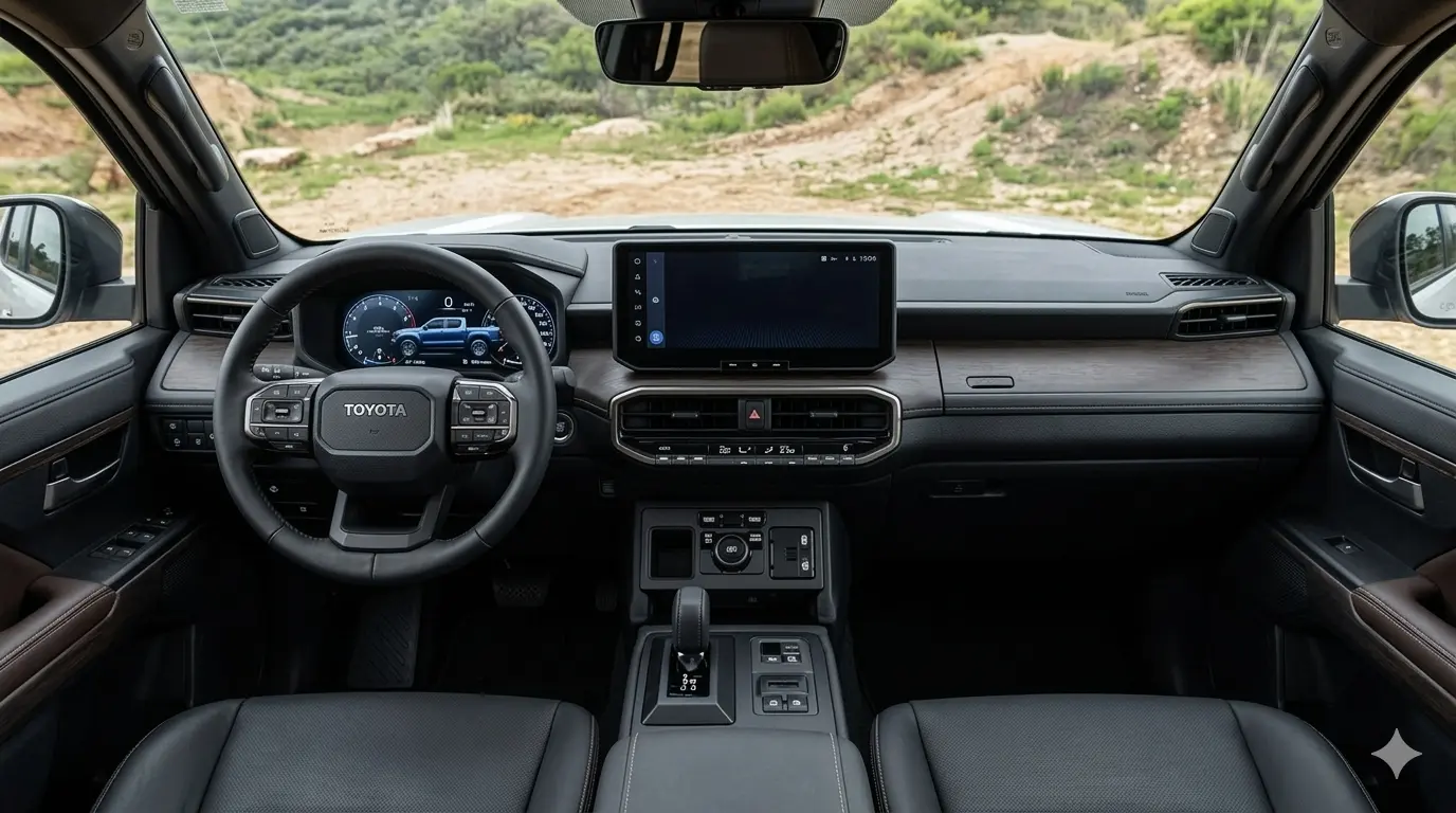 Nội thất Toyota Fortuner 2026 chụp từ hàng ghế sau