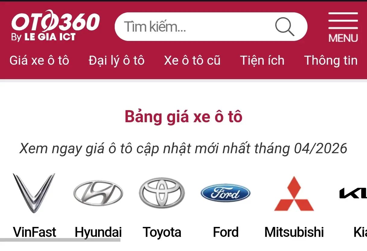 Oto360 hệ thống tra cứu giá xe mới và danh sách đại lý ô tô chính hãng