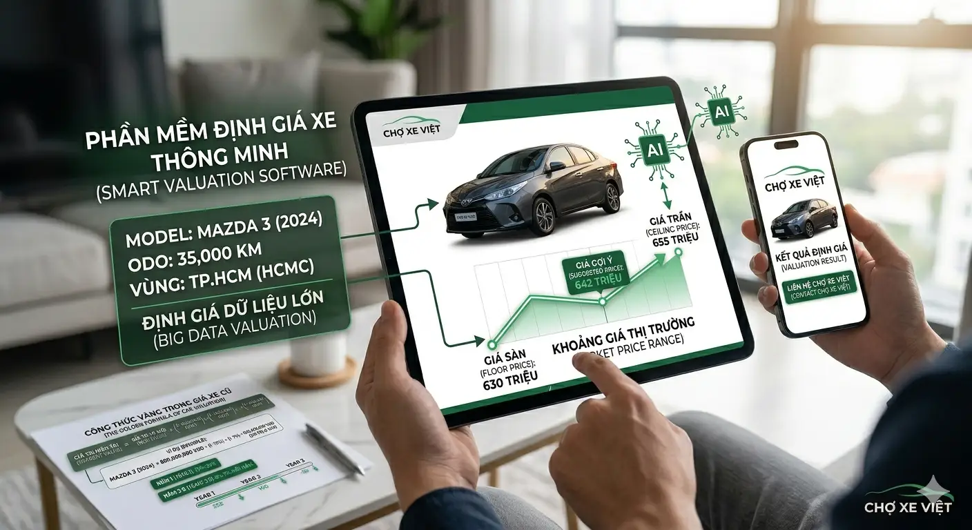 Giao diện phần mềm định giá xe ô tô online chính xác của Chợ Xe Việt