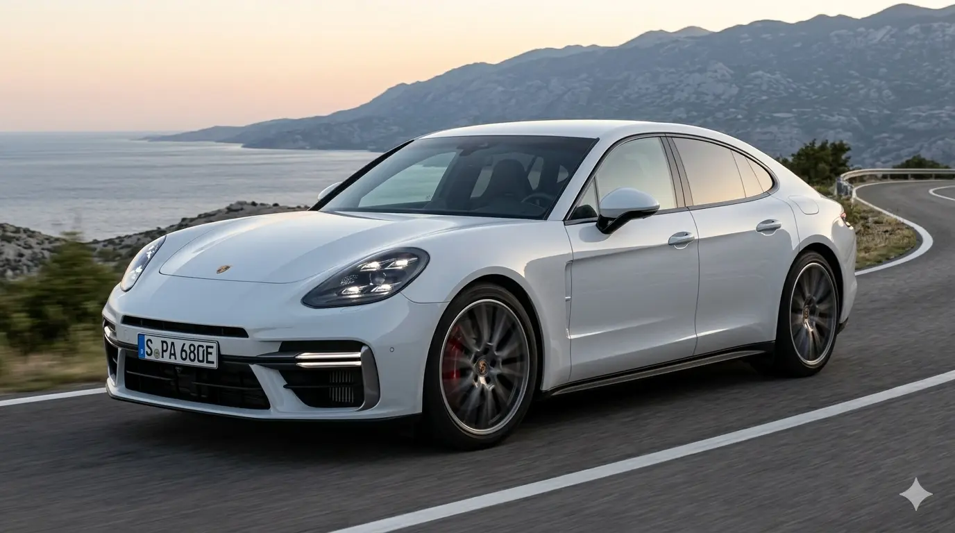 Xe Porsche Panamera 2026 trắng muốt phong cách thể thao dành cho lãnh đạo trẻ