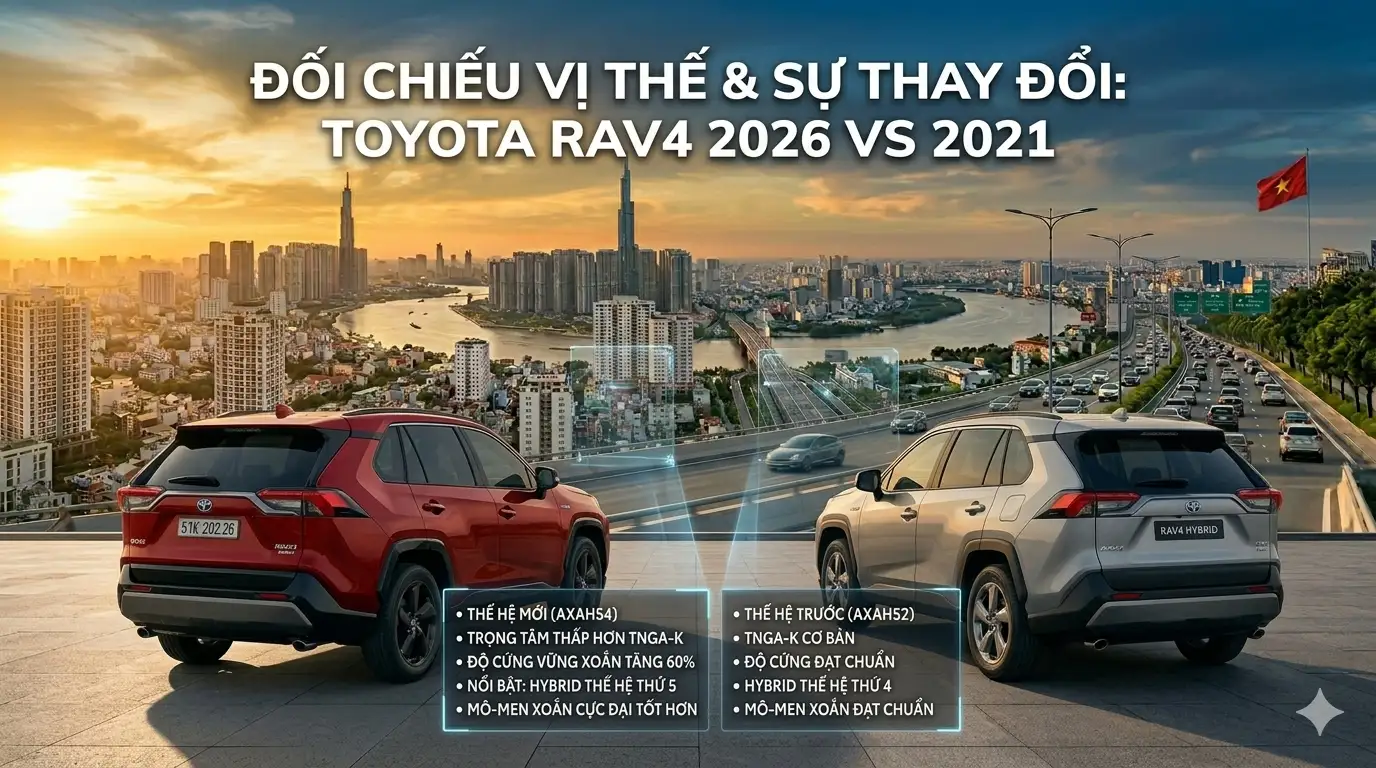 Bảng so sánh đối chiếu vị thế và thông số kỹ thuật giữa Toyota RAV4 2026 và thế hệ cũ