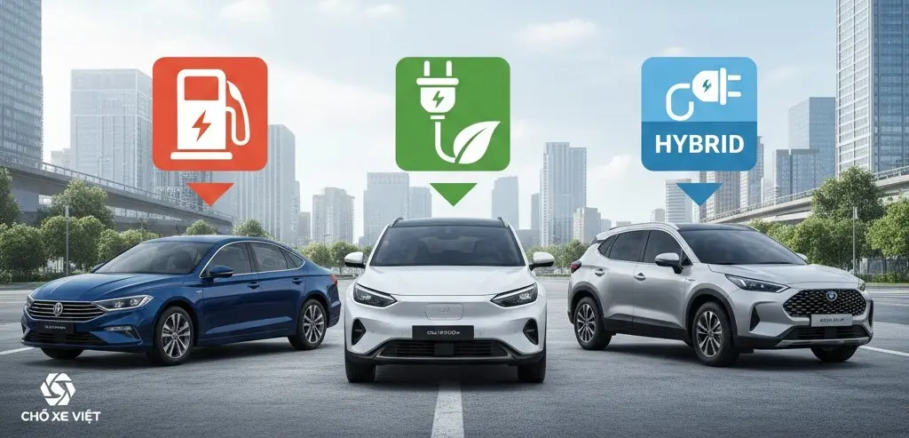 Bảng so sánh chi tiết ưu nhược điểm xe điện xe xăng và xe hybrid tại Việt Nam