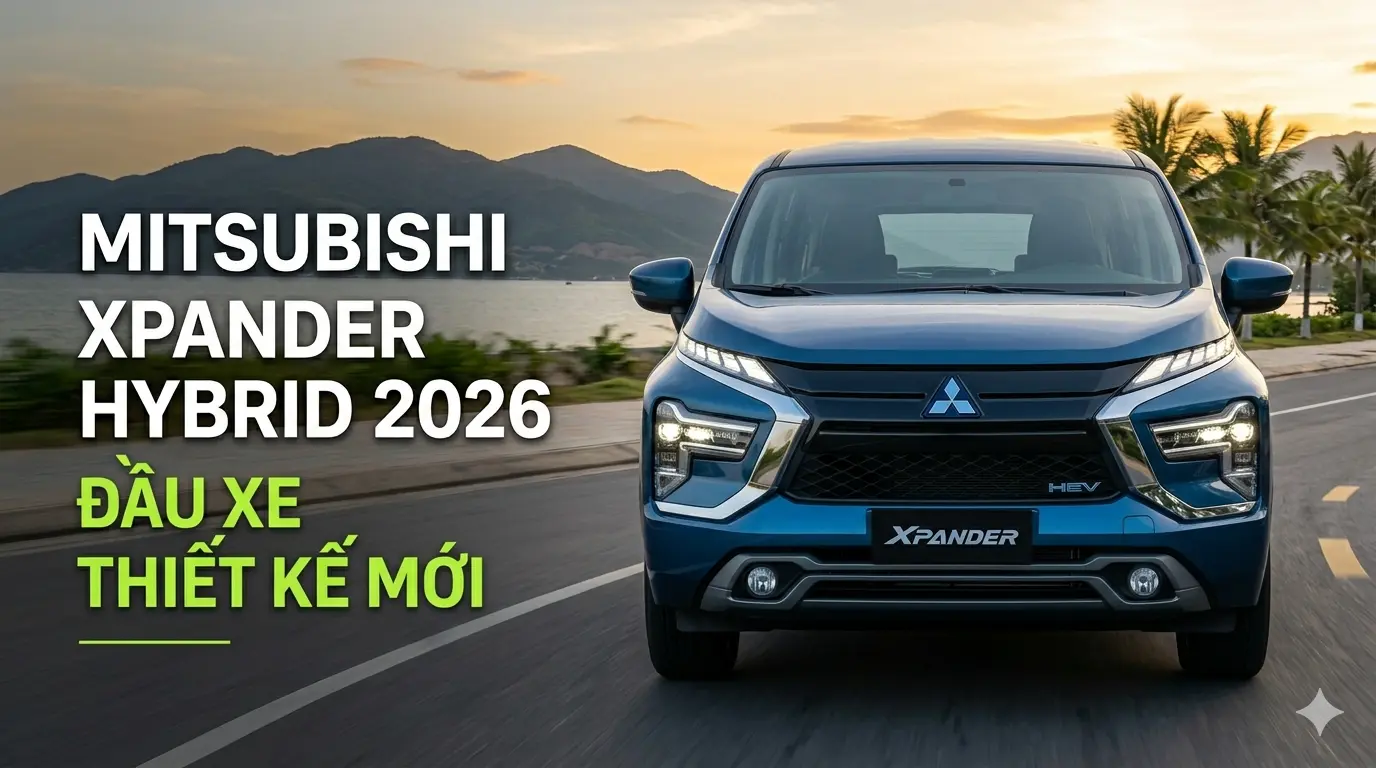 Cận cảnh đầu xe Mitsubishi Xpander Hybrid 2026 với ngôn ngữ Dynamic Shield mới.