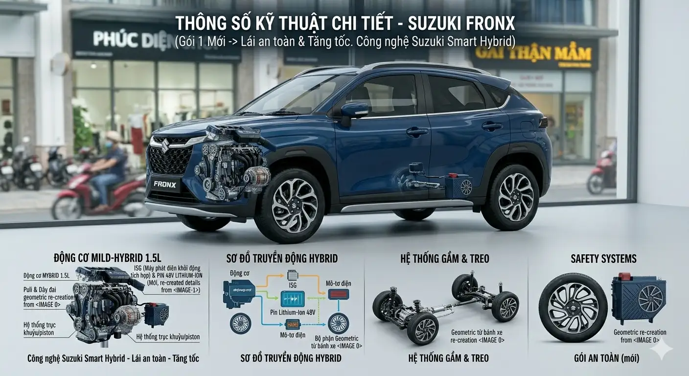 Bảng thông số kỹ thuật chi tiết xe Suzuki Fronx 2025 tại Việt Nam