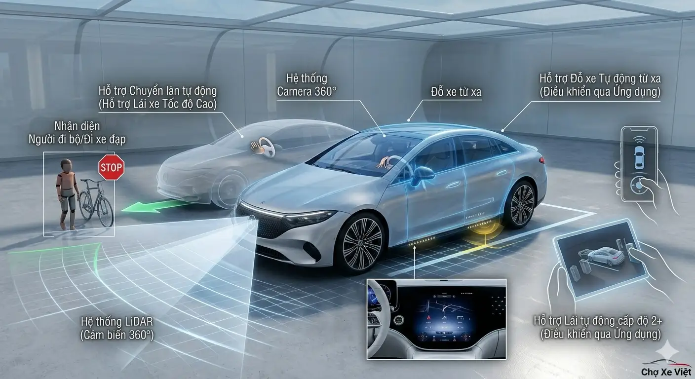 Hệ thống cảm biến LiDAR và các tính năng hỗ trợ lái tự động an toàn trên Mercedes CLA 2026.