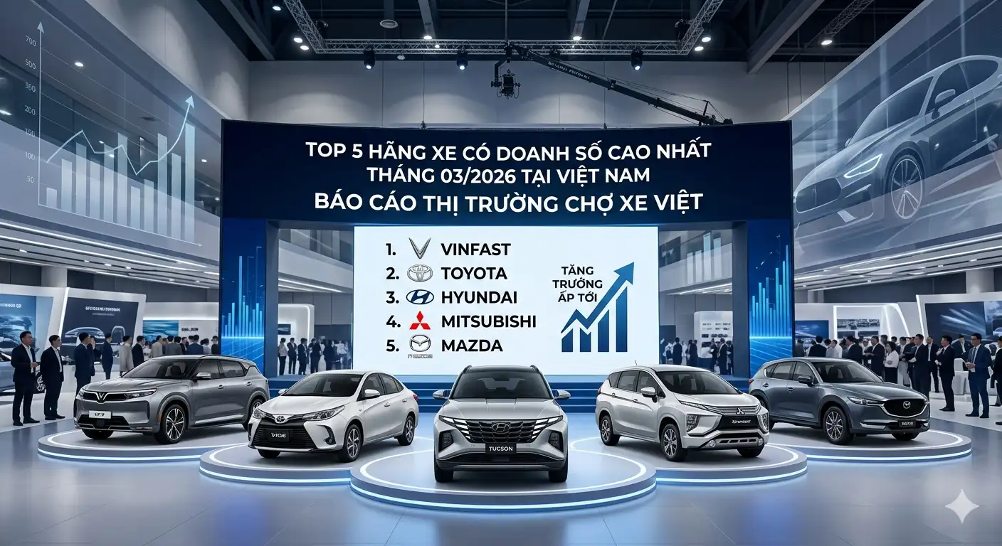 Top 5 hãng xe có doanh số cao nhất tháng 03/2026 tại Việt Nam - Phân tích Chợ Xe Việt