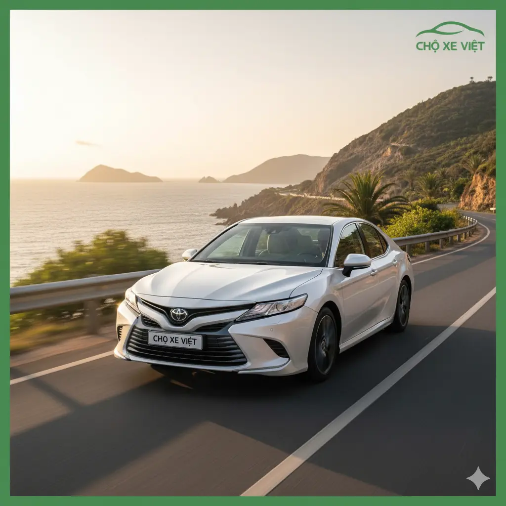Toyota Camry cũ sang trọng trên cung đường biển hoàng hôn
