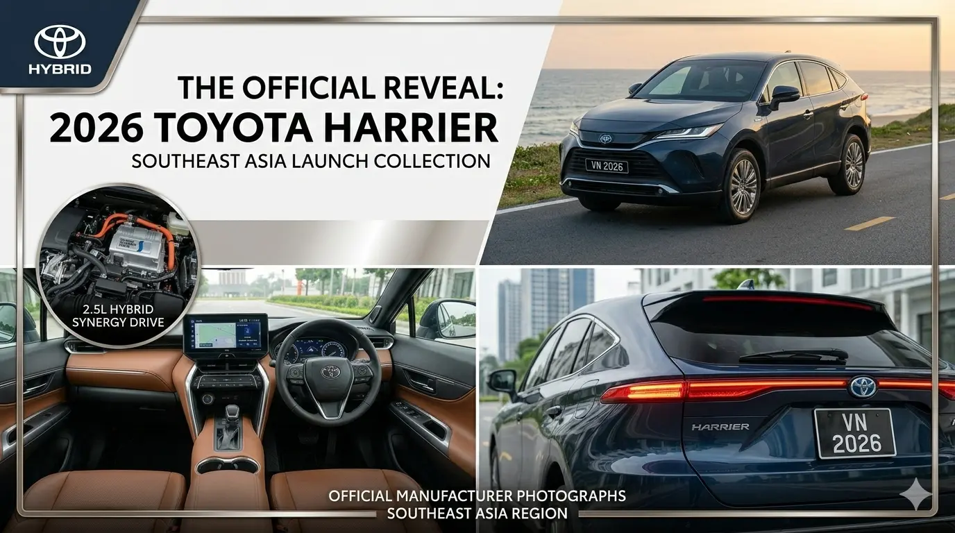 Ảnh bìa ra mắt Toyota Harrier 2026 tại thị trường Đông Nam Á với các góc nhìn chi tiết.