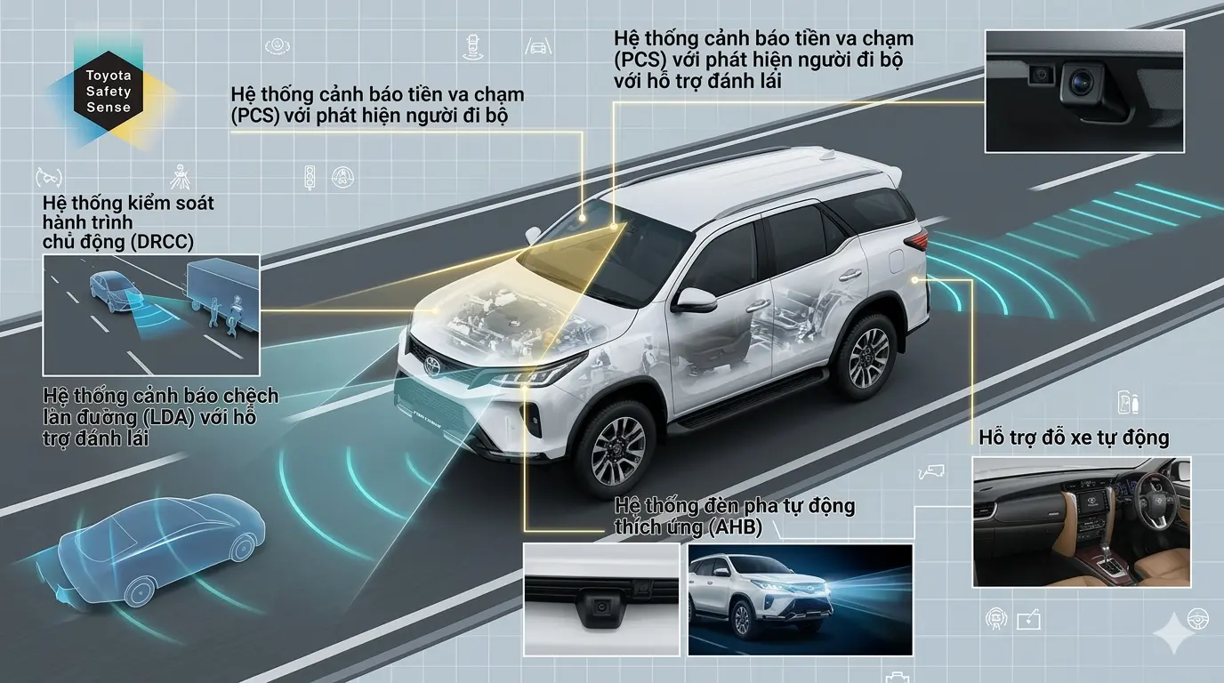 Gói công nghệ an toàn Toyota Safety Sense (TSS) trên Fortuner 2026