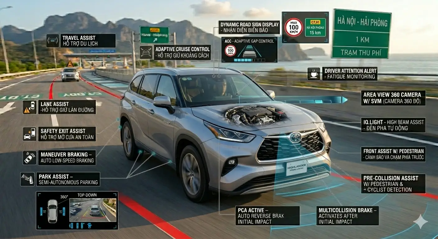 Gói công nghệ an toàn Toyota Safety Sense TSS thế hệ mới trên Highlander