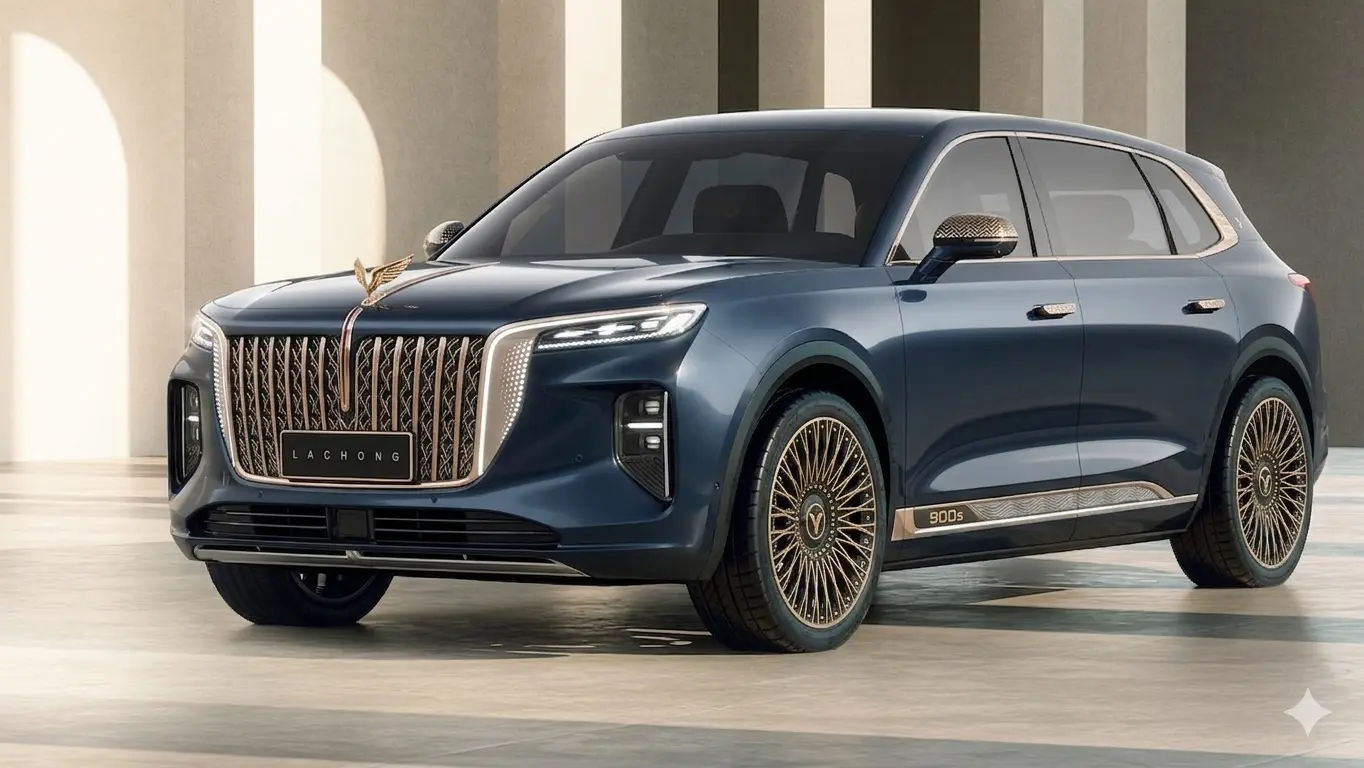 Mẫu SUV siêu sang VinFast 900s màu xanh đen sở hữu thiết kế đèn LED định vị đồ họa tinh xảo.